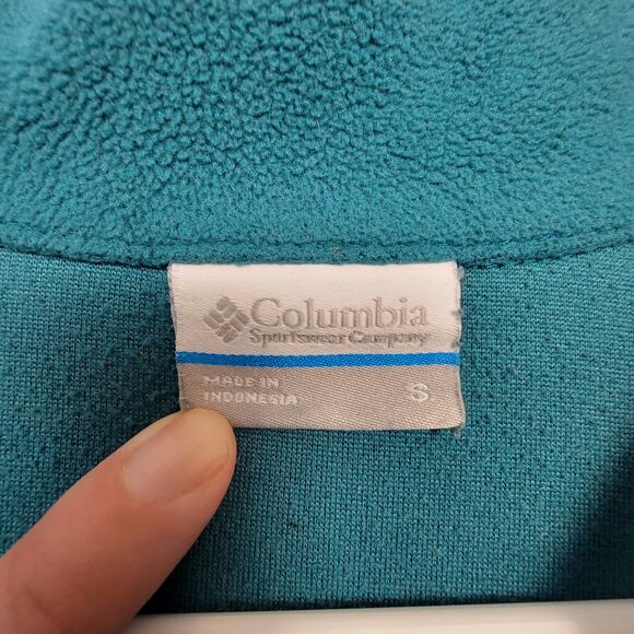 Columbia Teal Green 1/4 Zip Fleece Pullover Soft Mock Neck Women’s Small - Picture 8 of 9